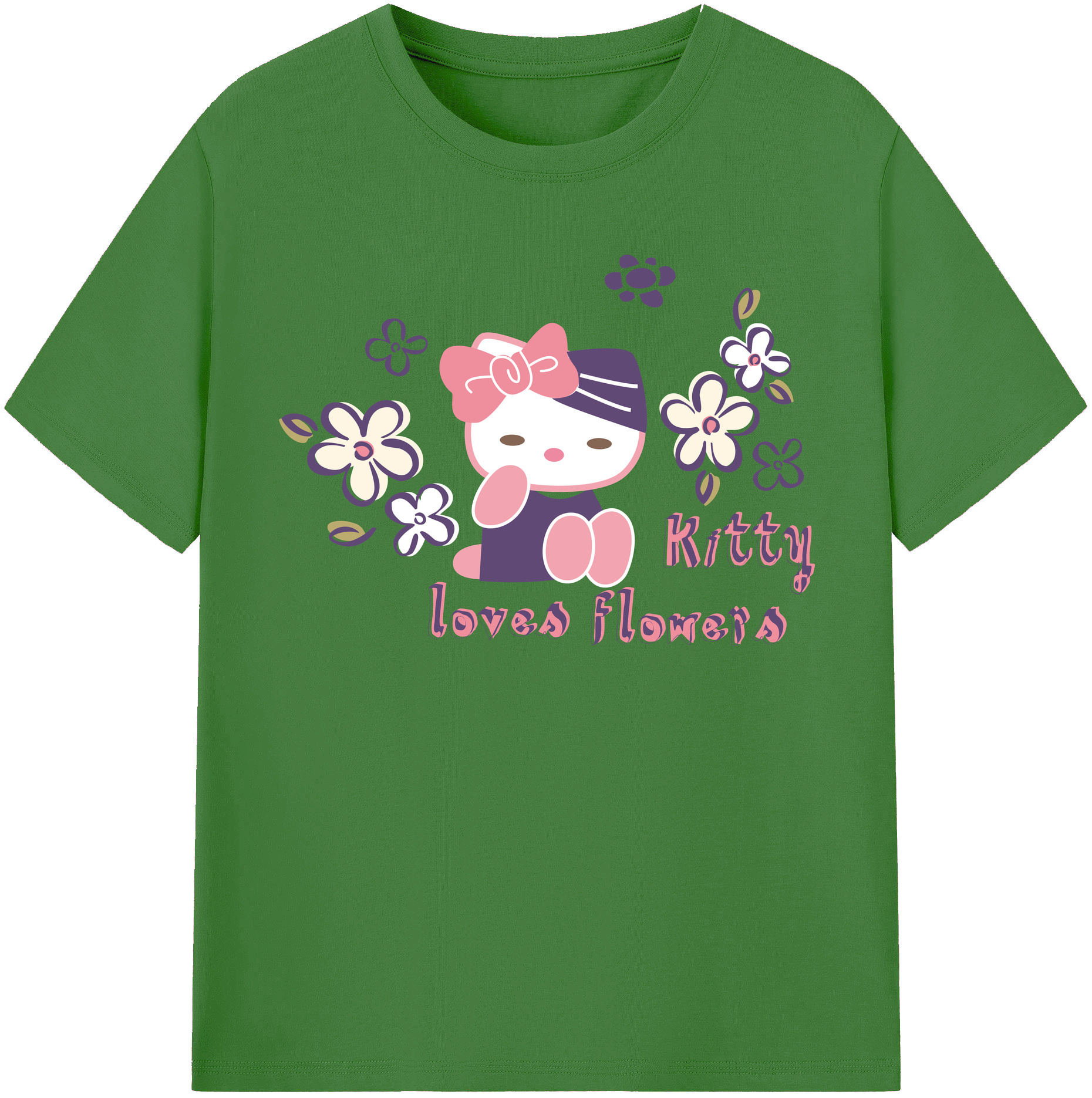 （画像用） Hello Kitty ハローキティ レディースカジュアルプリントTシャツ（綿100％）